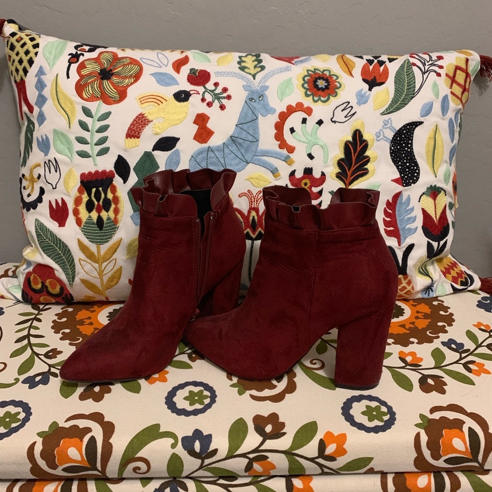 Red Ankle High Boots